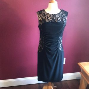 Scarlett nite black lace ruched sequin dress sz 6